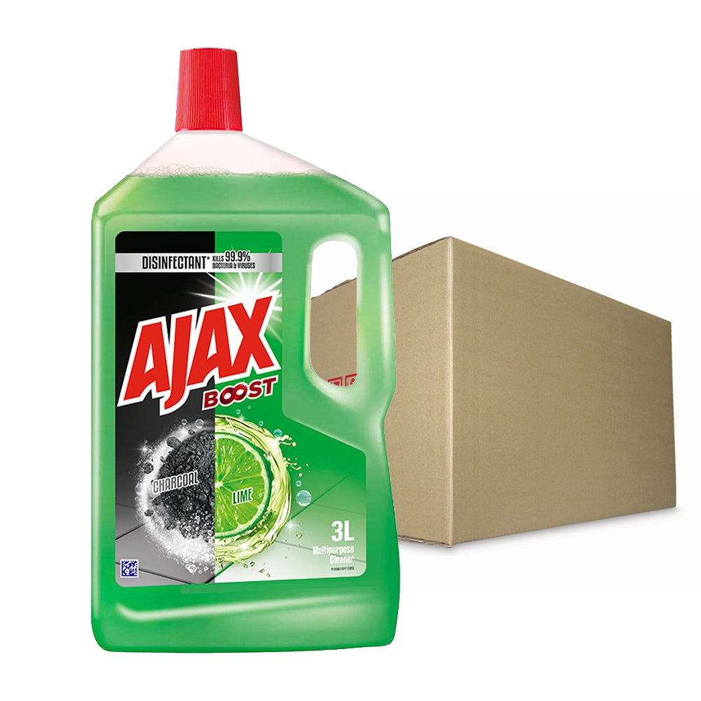 Ajax Boost Charcoal & Lime Antibacterial Multi Purpose Floor Cleaner 3L