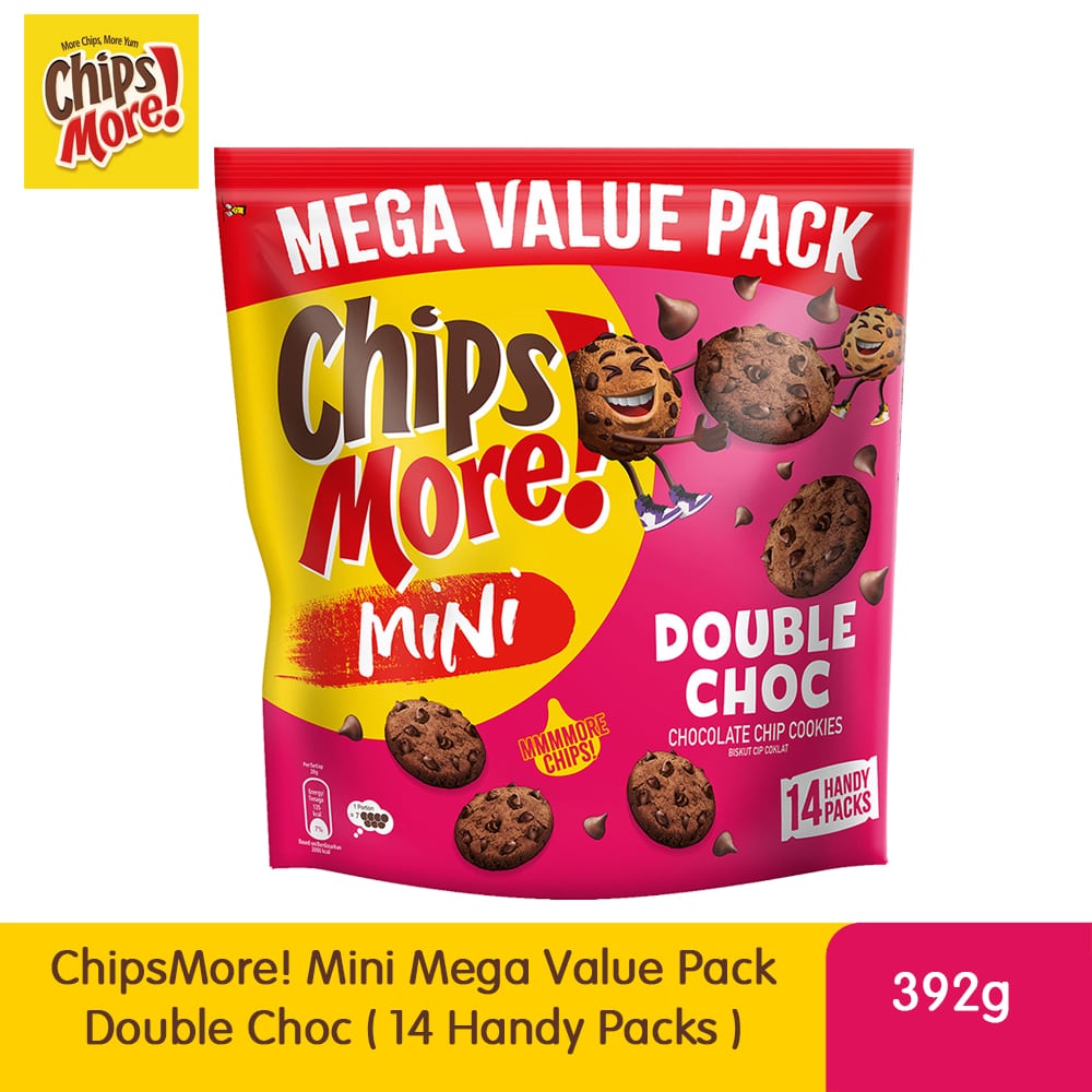 ChipsMore! Mini Mega Value Pack Double Choc Chocolate Chip Cookies ( 14 x 28g ) – 4275548