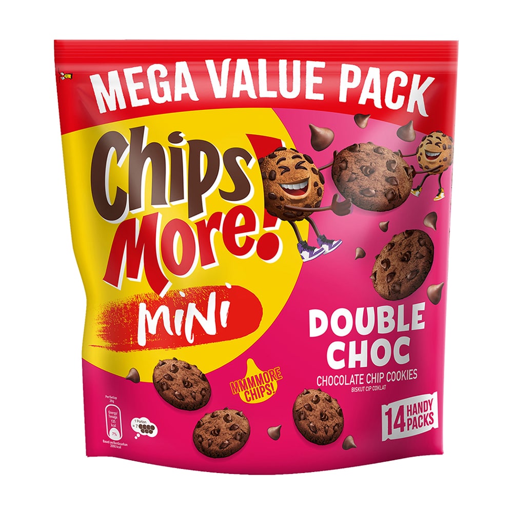 ChipsMore! Mini Mega Value Pack Double Choc Chocolate Chip Cookies ( 14 x 28g ) – 4275548