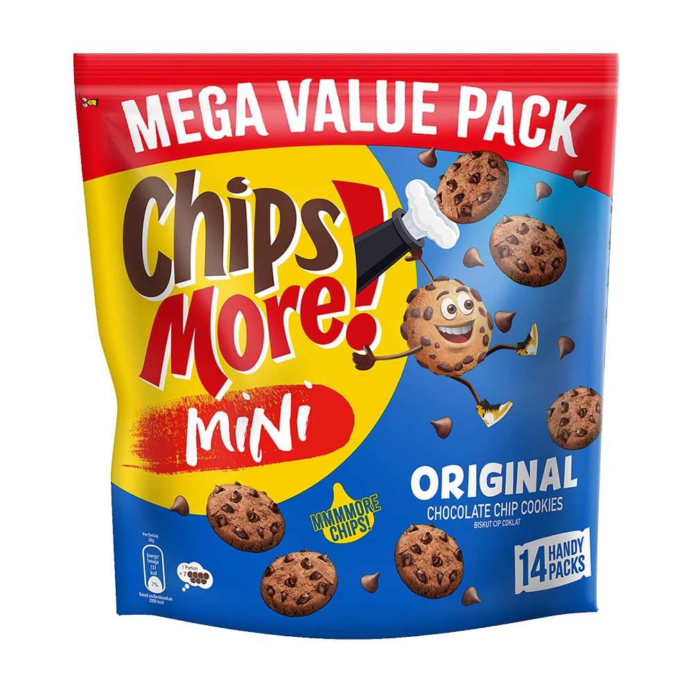 ChipsMore! Mini Mega Value Pack Original Chocolate Chip Cookies ( 14 x 28g ) – 4275547