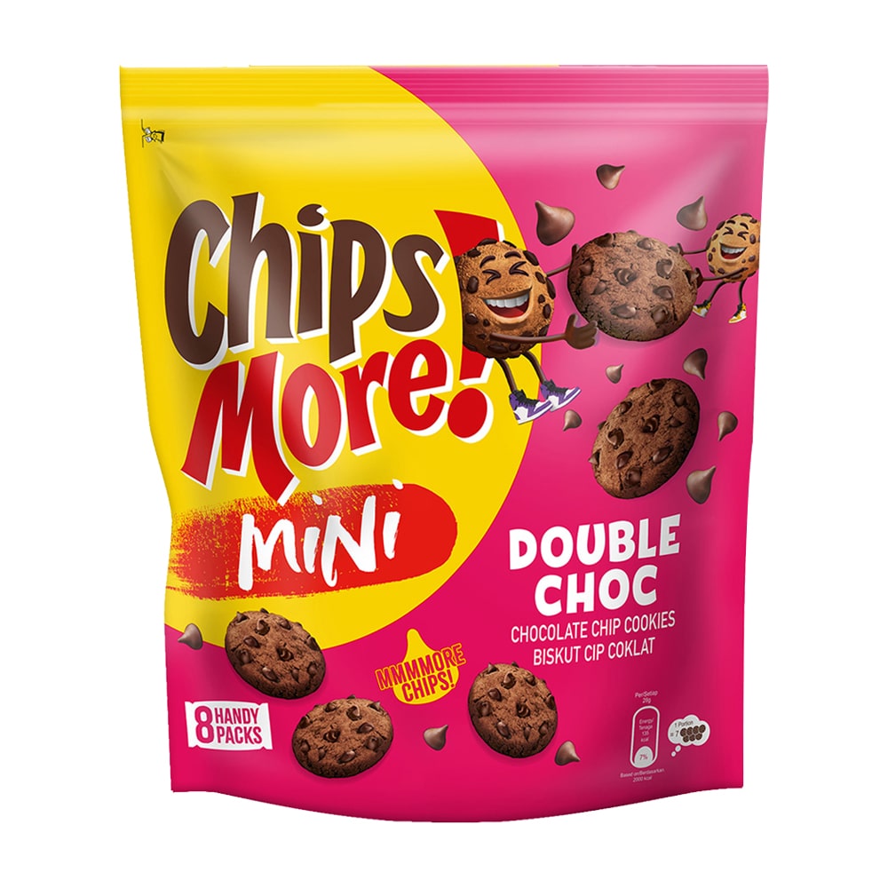 ChipsMore! Mini Multipack Double Choc Chocolate Chip Cookies ( 8 x 28g ) – 4275551