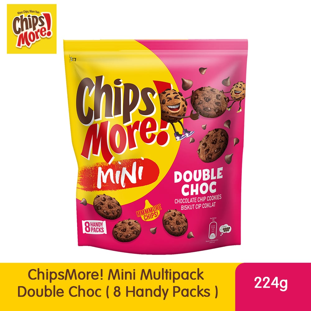 ChipsMore! Mini Multipack Double Choc Chocolate Chip Cookies ( 8 x 28g ) – 4275551