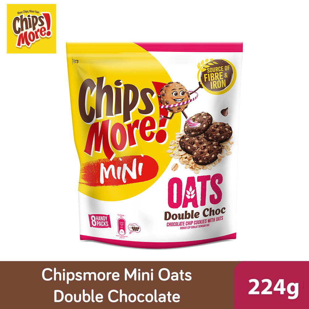 ChipsMore! Oats Double Choc Chocolate Chip Cookies Multipack (8 x 28g) 224G – 4264852