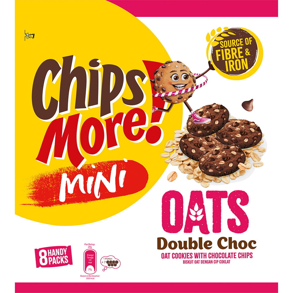 ChipsMore! Oats Double Choc Chocolate Chip Cookies Multipack (8 x 28g) 224G – 4264852