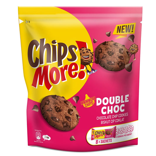 ChipsMore! Regular Multipack Double Choc Chocolate Chip Cookies 326.4g (8 x Sachets) – 4277119