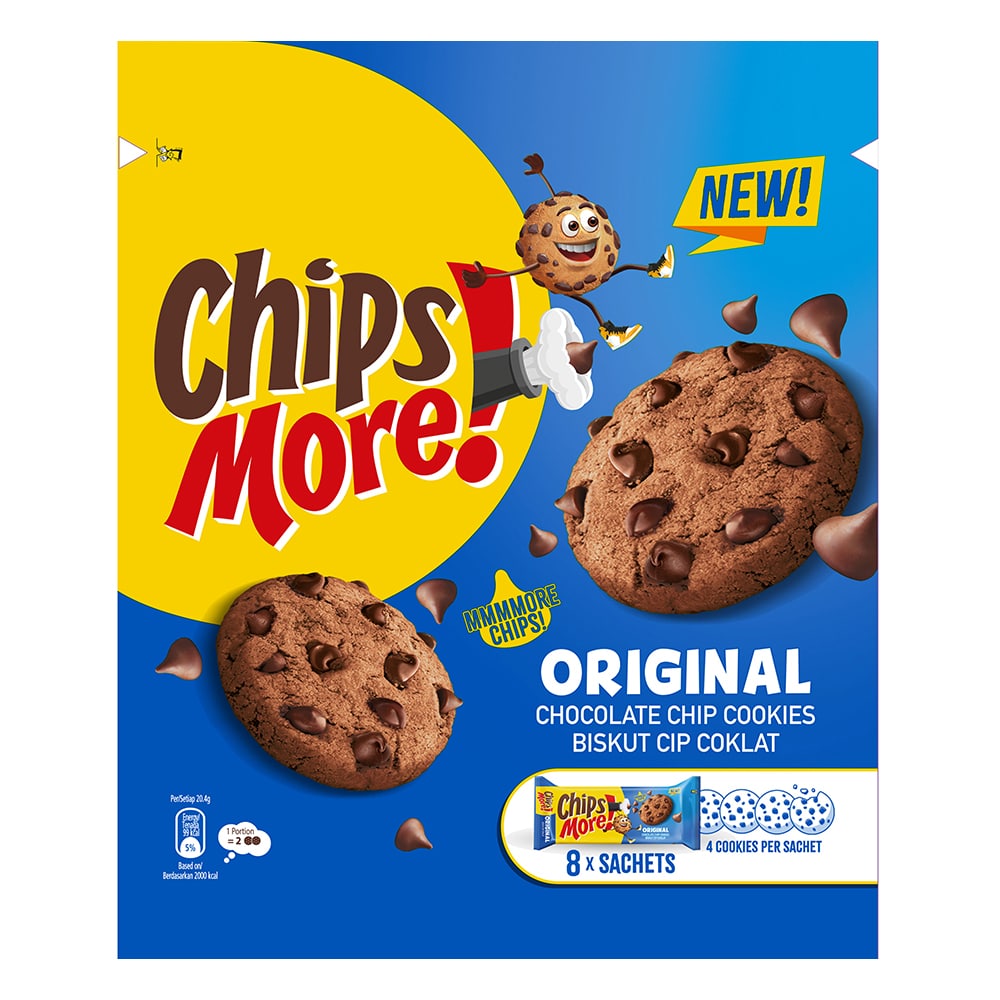 ChipsMore! Regular Multipack Original Chocolate Chip Cookies 326.4g (8 x Sachets) – 4277120