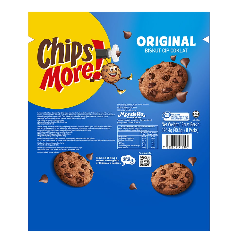 ChipsMore! Regular Multipack Original Chocolate Chip Cookies 326.4g (8 x Sachets) – 4277120