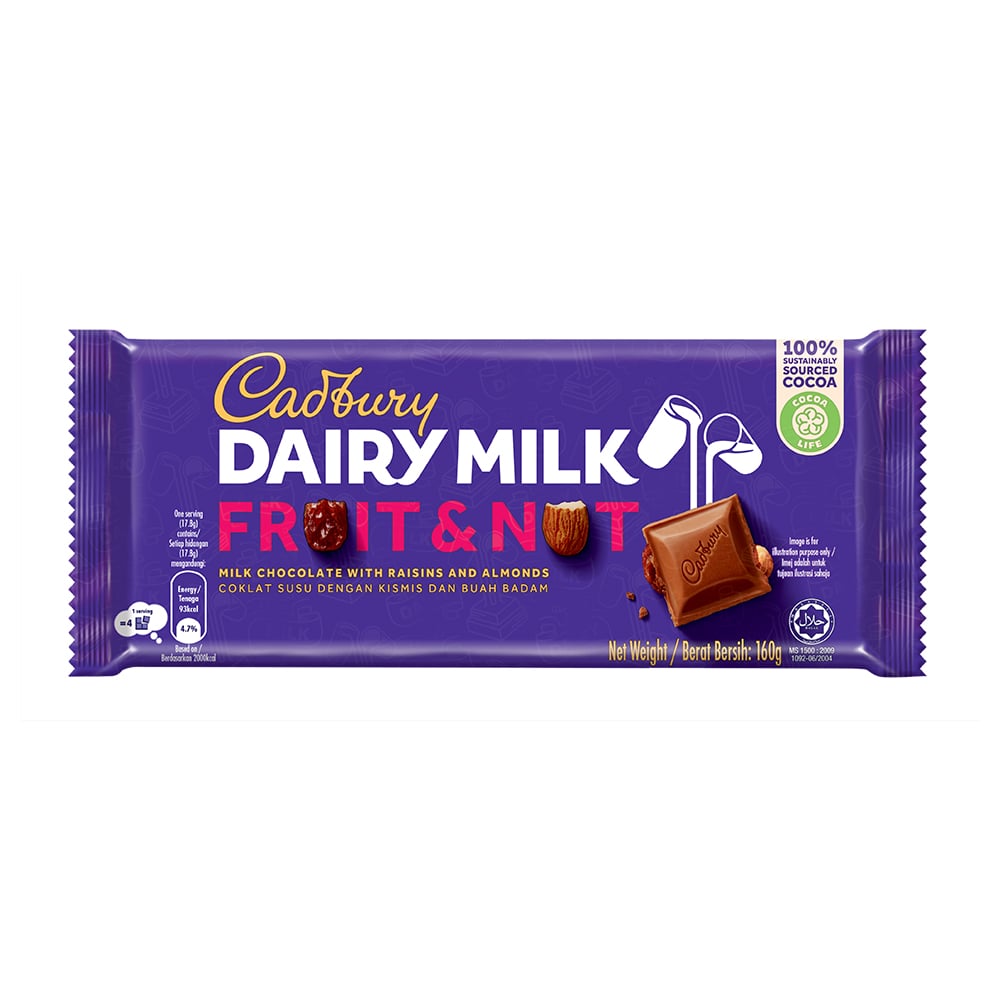 Cadbury Dairy Milk Chocolate Fruit & Nut 160G – 4265030