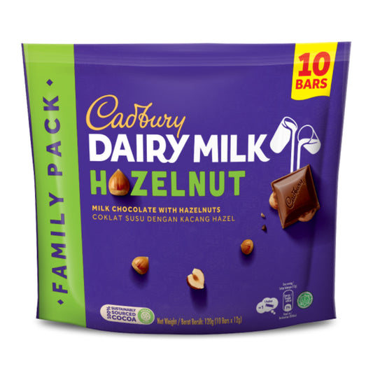Cadbury Dairy Milk Hazelnut Chocolate Doybag 10 Bars 120g