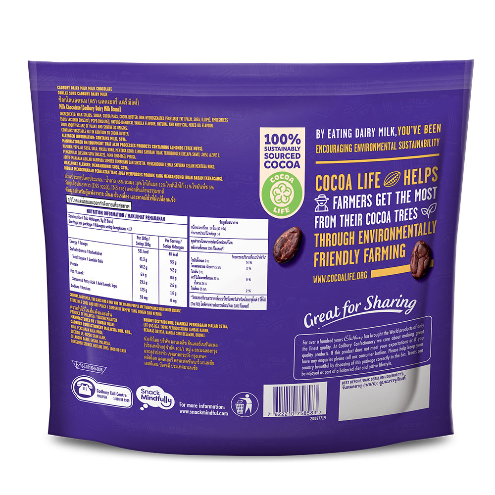 Cadbury Dairy Milk Chocolate Flavoured Neaps Doybag (Sharebag) 35 Mini Bites 158G – 4264998