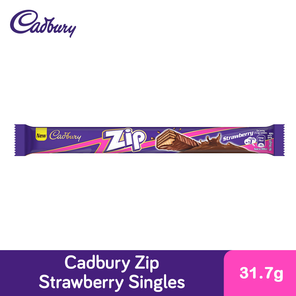 Cadbury Zip Strawberry Chocolate Flavoured Big Singles 31.7G