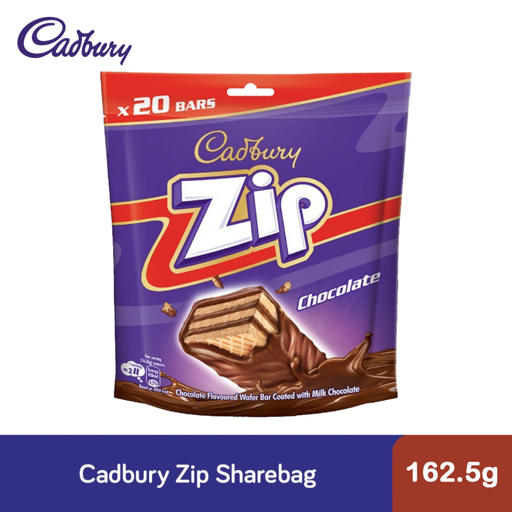 Cadbury Zip Sharebag Chocolate Flavoured 20 Bars 162.5G – 4264105
