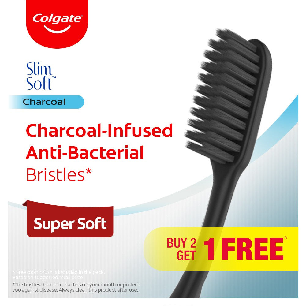 Colgate SlimSoft Charcoal Toothbrush Valuepack 3s (Ultra Soft)