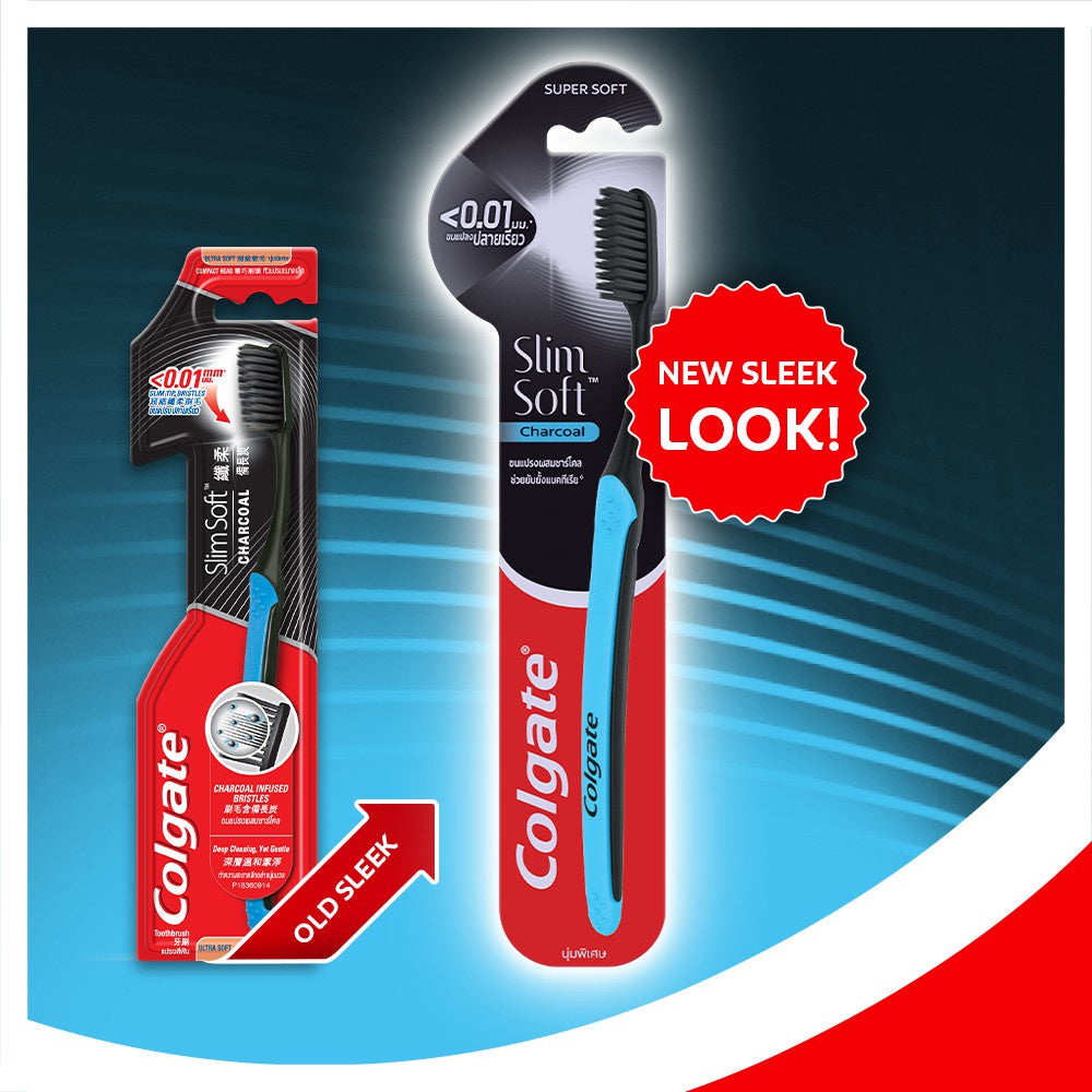 Colgate SlimSoft Charcoal Toothbrush Valuepack 3s (Ultra Soft)