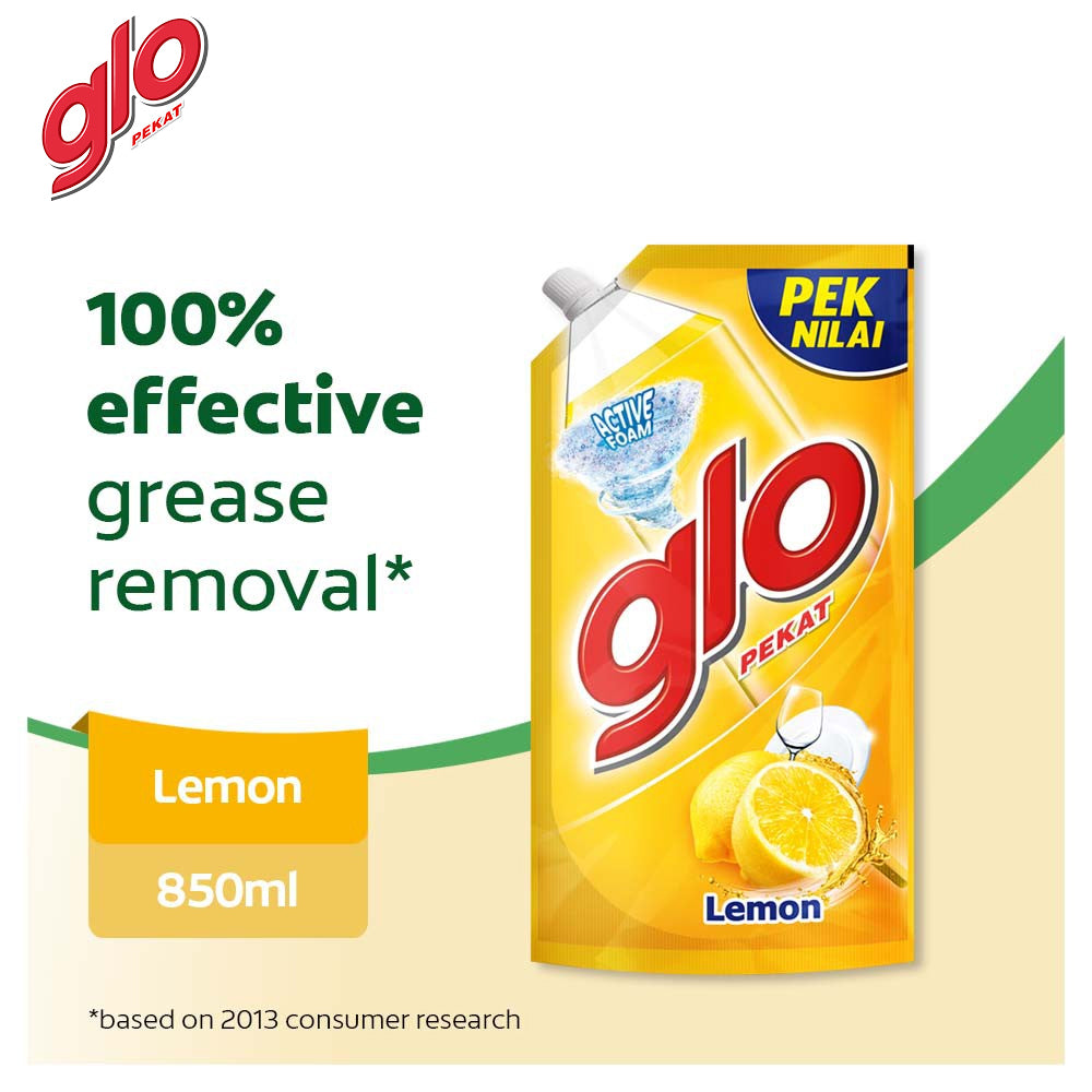 Glo Active Foam Lemon Dishwashing Liquid 850ml Refill – MY01050A