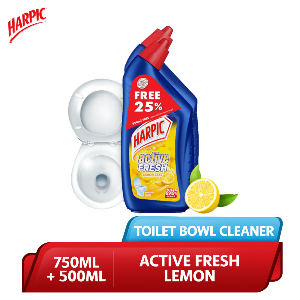 Harpic Power Plus Lemon (750ml + 500ml) Disinfectant Toilet Bowl Cleaner - 3154769