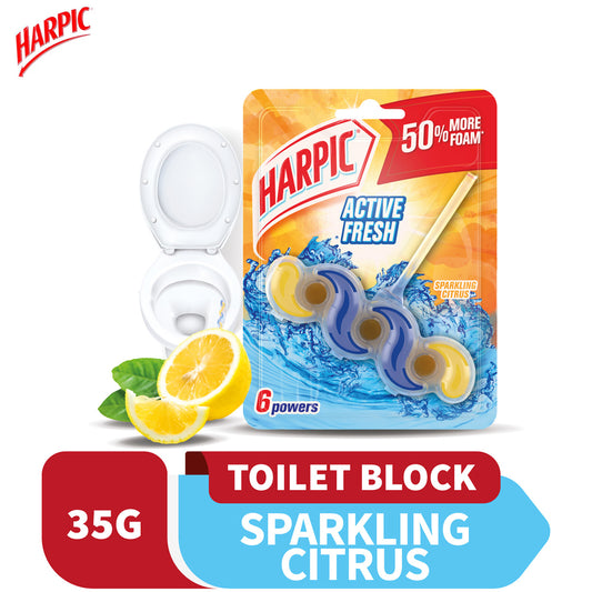 Harpic Fresh Power 6 Toilet In-Cistern Block Cleaner 35g-Sparkling Citrus