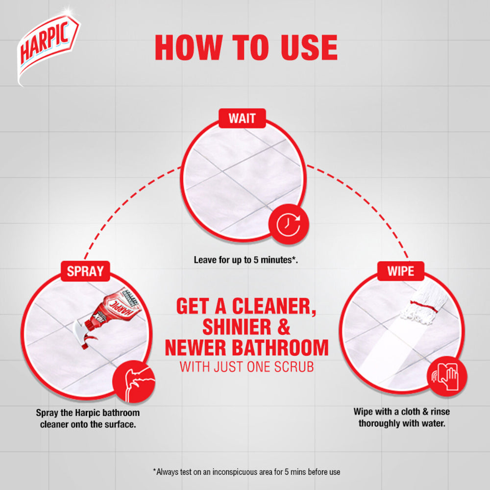 Harpic Trigger Bathroom Cleaner Spray 500ml [10X better stain removal] - 3106314