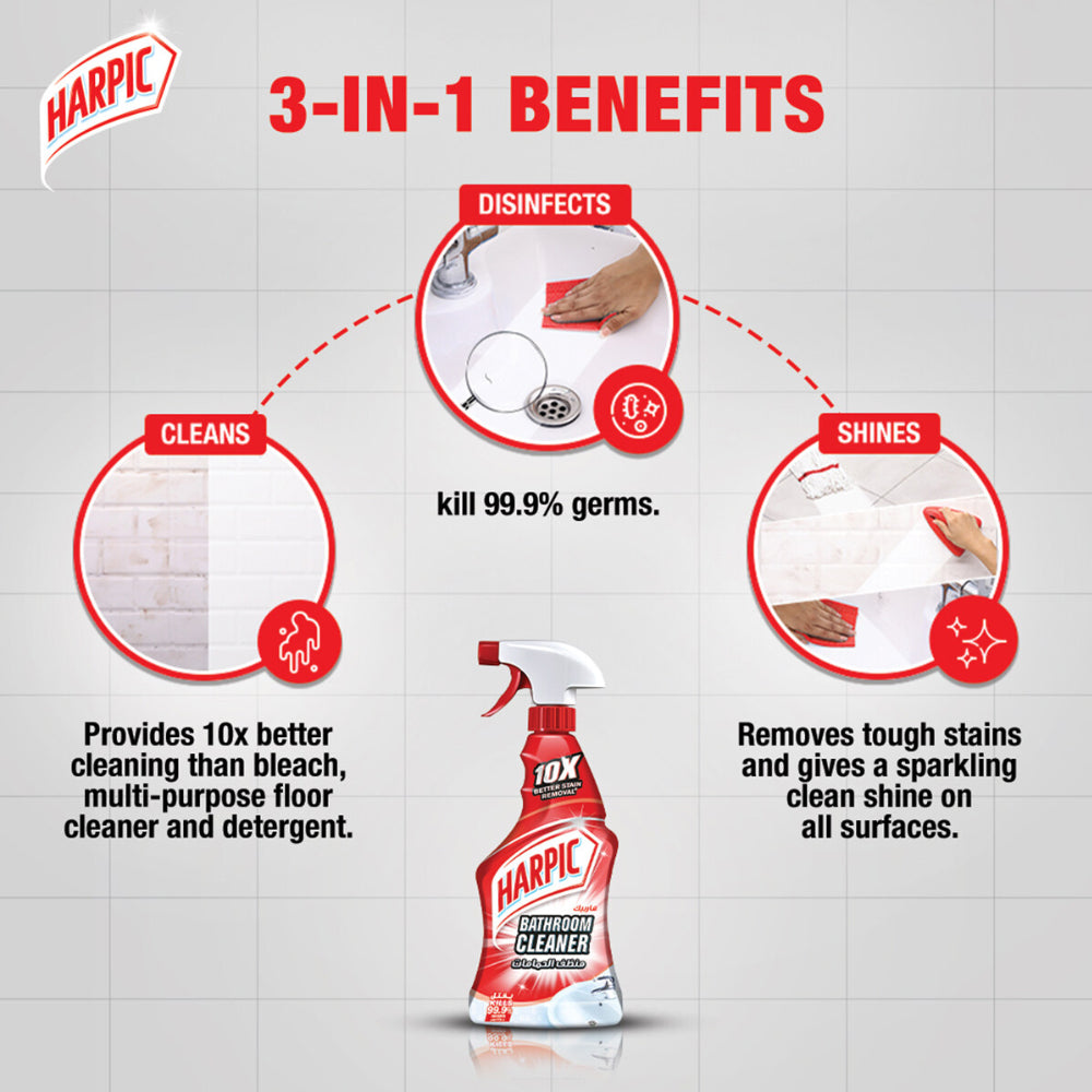 Harpic Trigger Bathroom Cleaner Spray 500ml [10X better stain removal] - 3106314