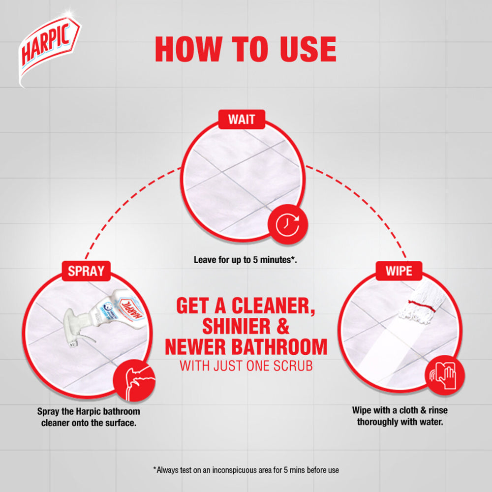 Harpic White & Shine Bathroom Cleaner Spray (500ml) [10X Actions Toilet Cleaner]- 3172654
