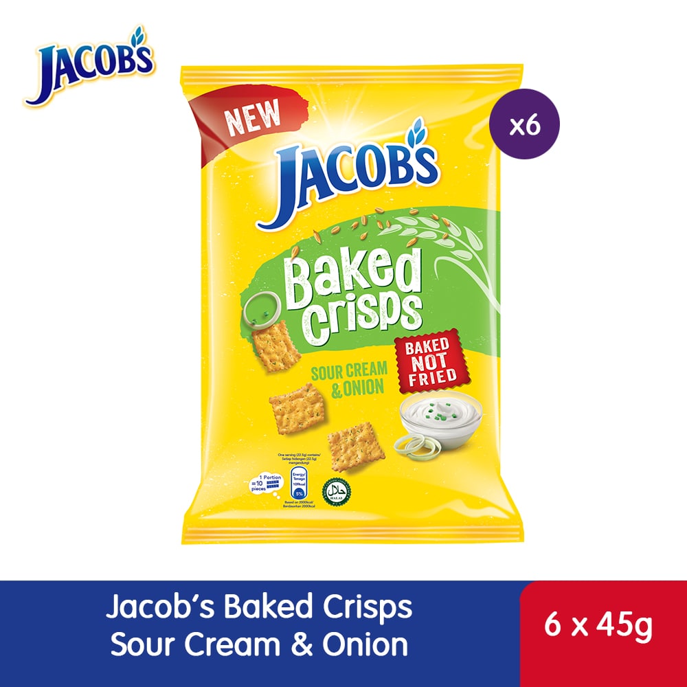 Jacob’s Baked Crisps 6 X 45G Sour Cream And Onion – 4274875x6
