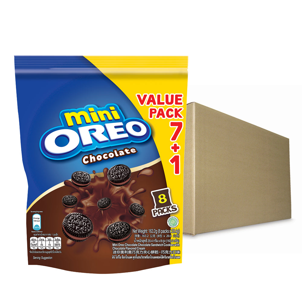 Mini Oreo Chocolate Sandwich Cookies with Chocolate Creme Flavored Cream 8 Packs x 20.4g (163.2g) – 4253211