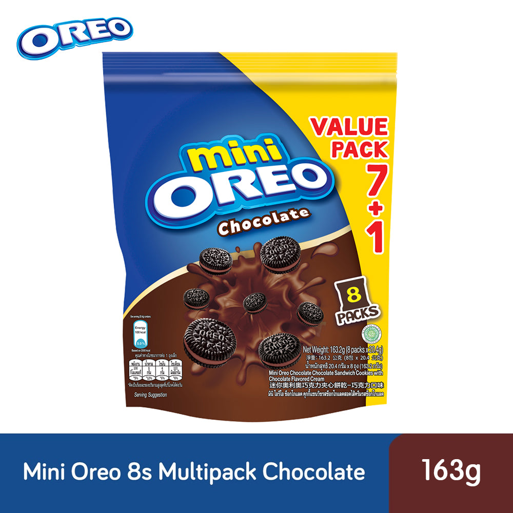 Mini Oreo Chocolate Sandwich Cookies with Chocolate Creme Flavored Cream 8 Packs x 20.4g (163.2g) – 4253211
