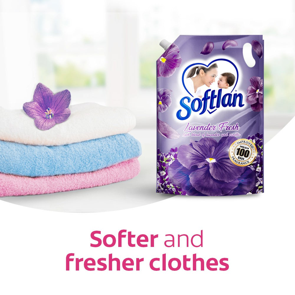 Softlan Anti Wrinkles Lavender Fresh (Purple) Fabric Softener 500ml Refill Concentrate Pouch – 1109829