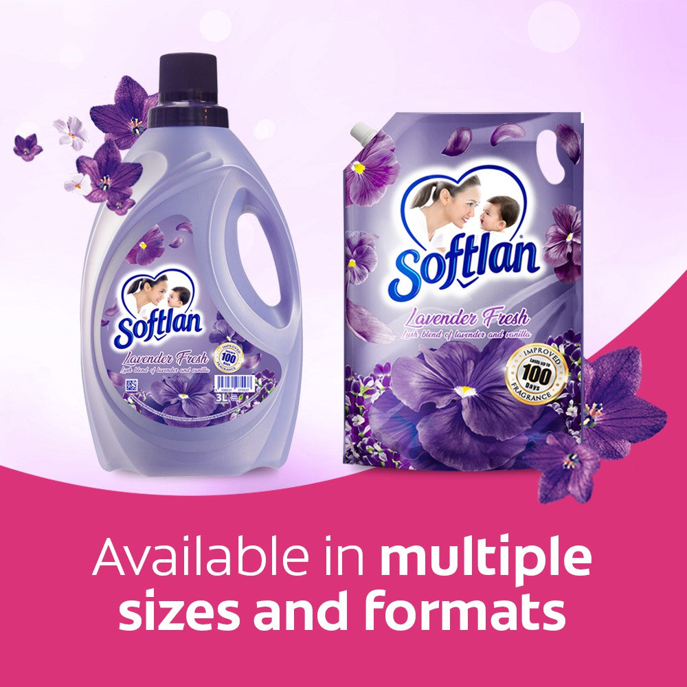 Softlan Anti Wrinkles Lavender Fresh (Purple) Fabric Softener 500ml Refill Concentrate Pouch – 1109829
