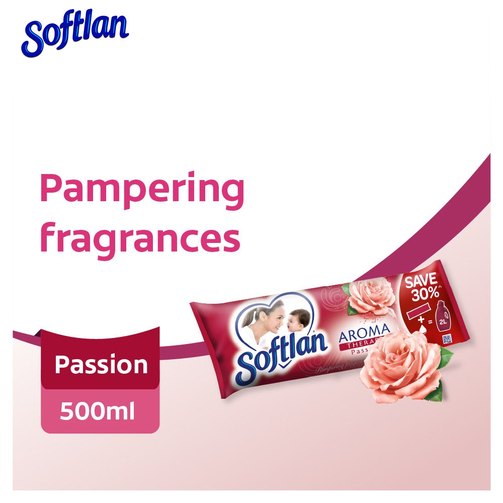 Softlan Aroma Therapy Passion (Red) Fabric Softener 500ml Refill Concentrate Pouch – 1120325