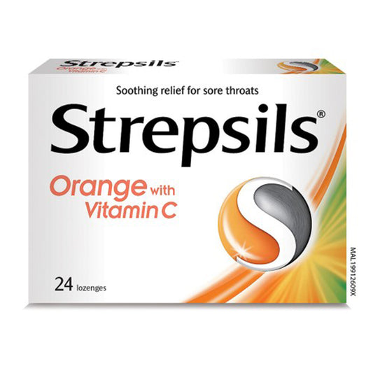 Strepsils Orange With Vitamin C 24s Throat Relief Lozenges