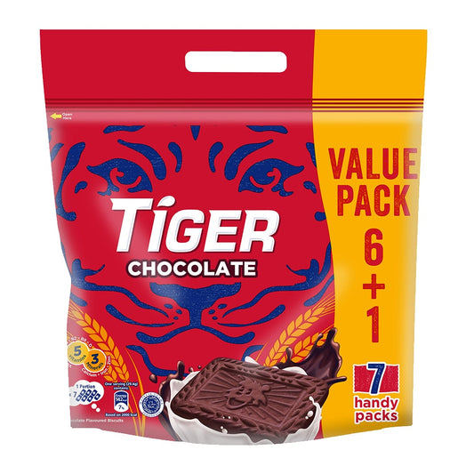 Tiger Plain Sweet Chocolate Flavoured Biscuits Multi Pack 7 Handy Packs 372.4G – 4282722