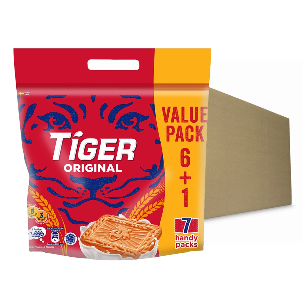 Tiger Plain Sweet Original Flavoured Biscuits Multi Pack 7 Handy Packs 372.4G – 4282669