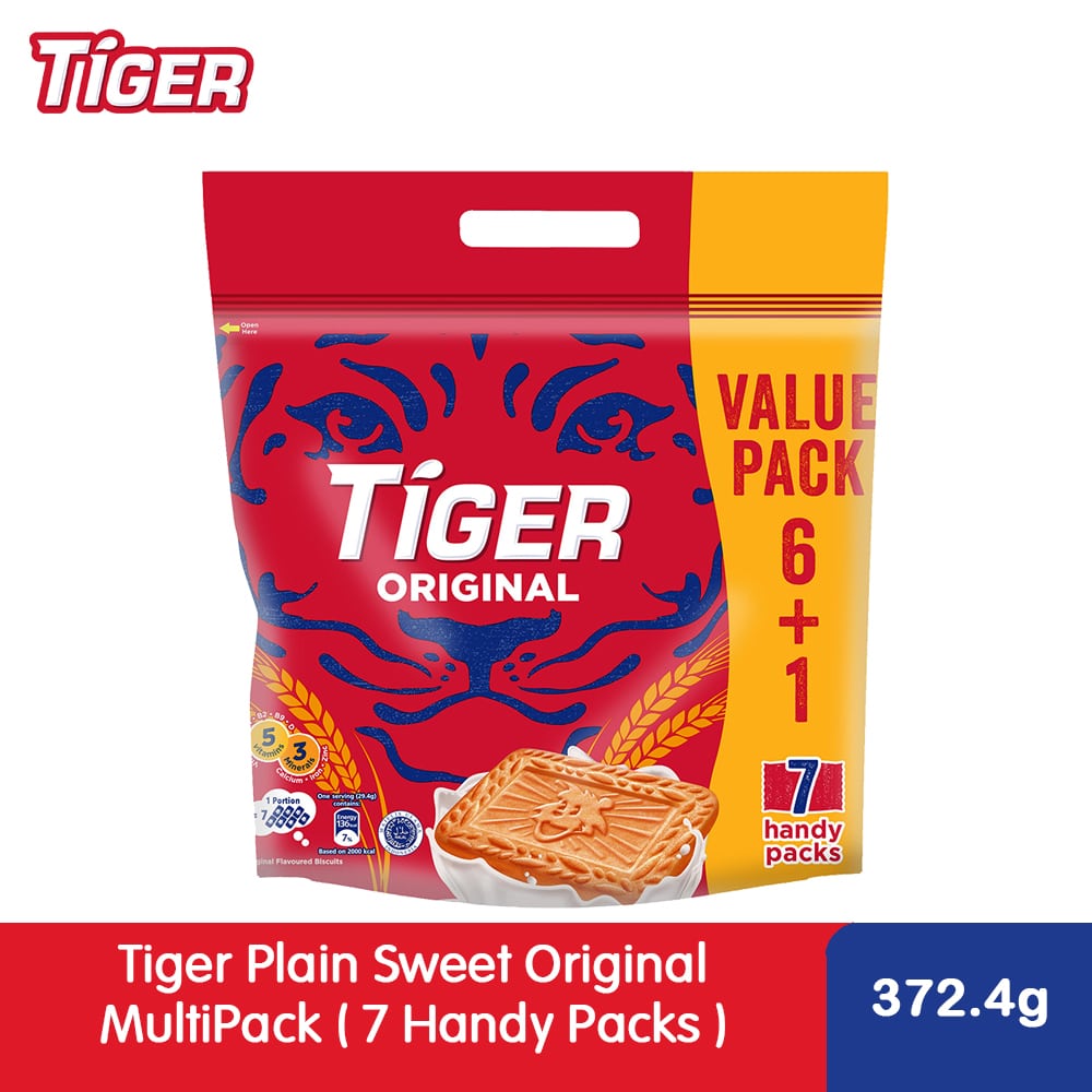 Tiger Plain Sweet Original Flavoured Biscuits Multi Pack 7 Handy Packs 372.4G – 4282669