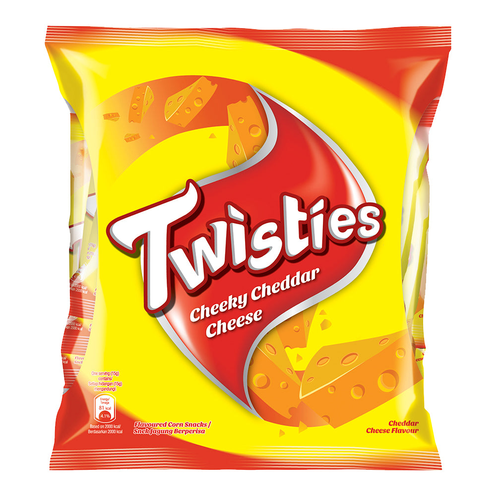 Twisties Flavoured Corn Snacks Cheeky Cheddar Cheese Flavour 13G Multipack (8 Packs)
